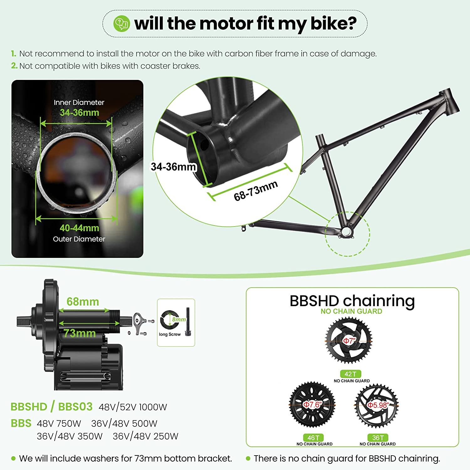 Bafang UART 48 فولت/52 فولت 10 - مراجعة Bafang Bbshd 1000W Conversion Kit وسعره