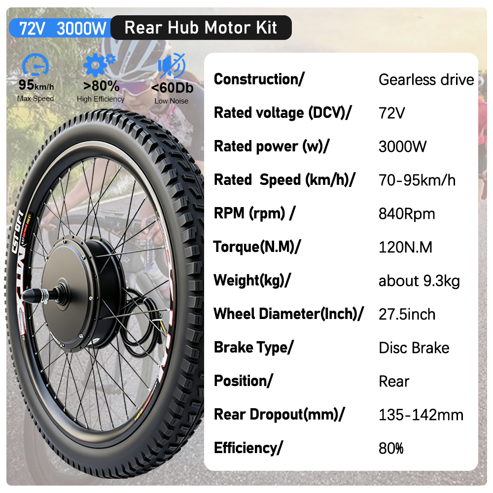 طقم تحويل الدراجة الكهربائية M - مراجعة 72V 5000W Hub Motor Kit وسعره